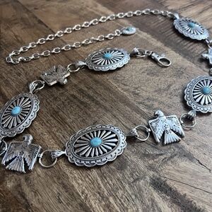 THUNDERBIRD CONCHO TURQUOISE WESTERN BELT ADJUSTABLE BUCKLE SPRING NEW Thunderbird Concho Belt – The Turquoise Tractor main image 2